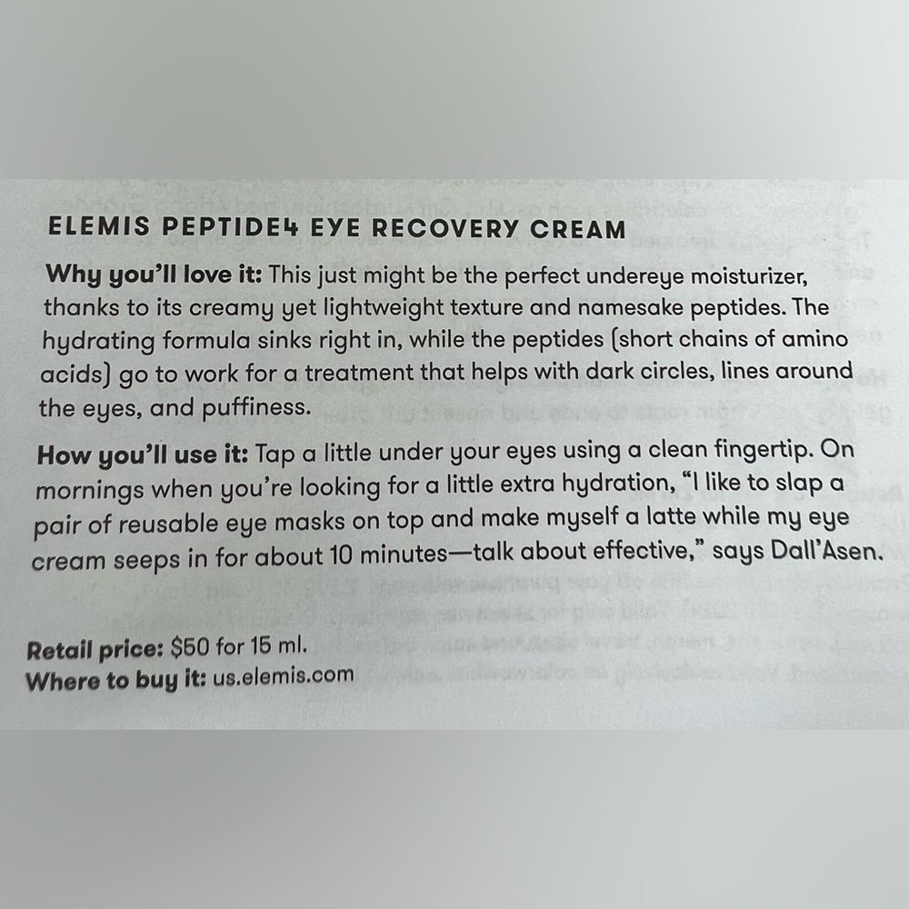 NIB ELEMIS peptide 4 eye recovery cream. 15 ml tube. Perfect under eye moisture. - Picture 7 of 7